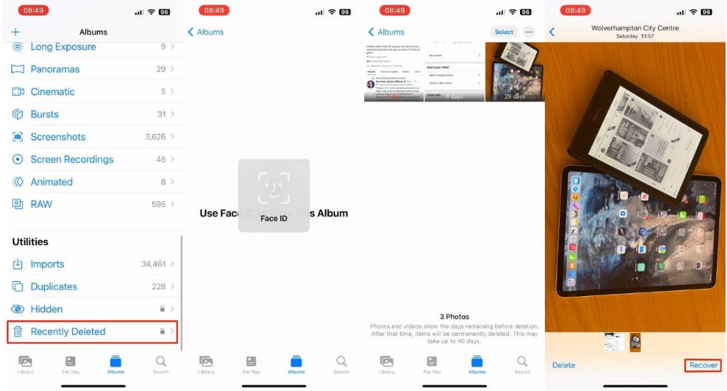 老河口苹果14维修分享 iPhone14 上恢复已删除的照片 