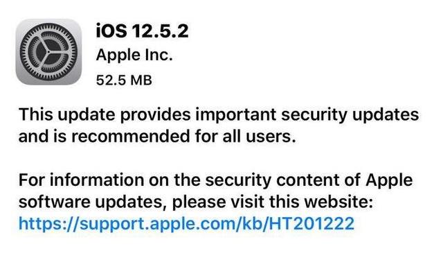 老河口苹果手机维修分享iOS12.5.2发布，建议所有老苹果用户安装 